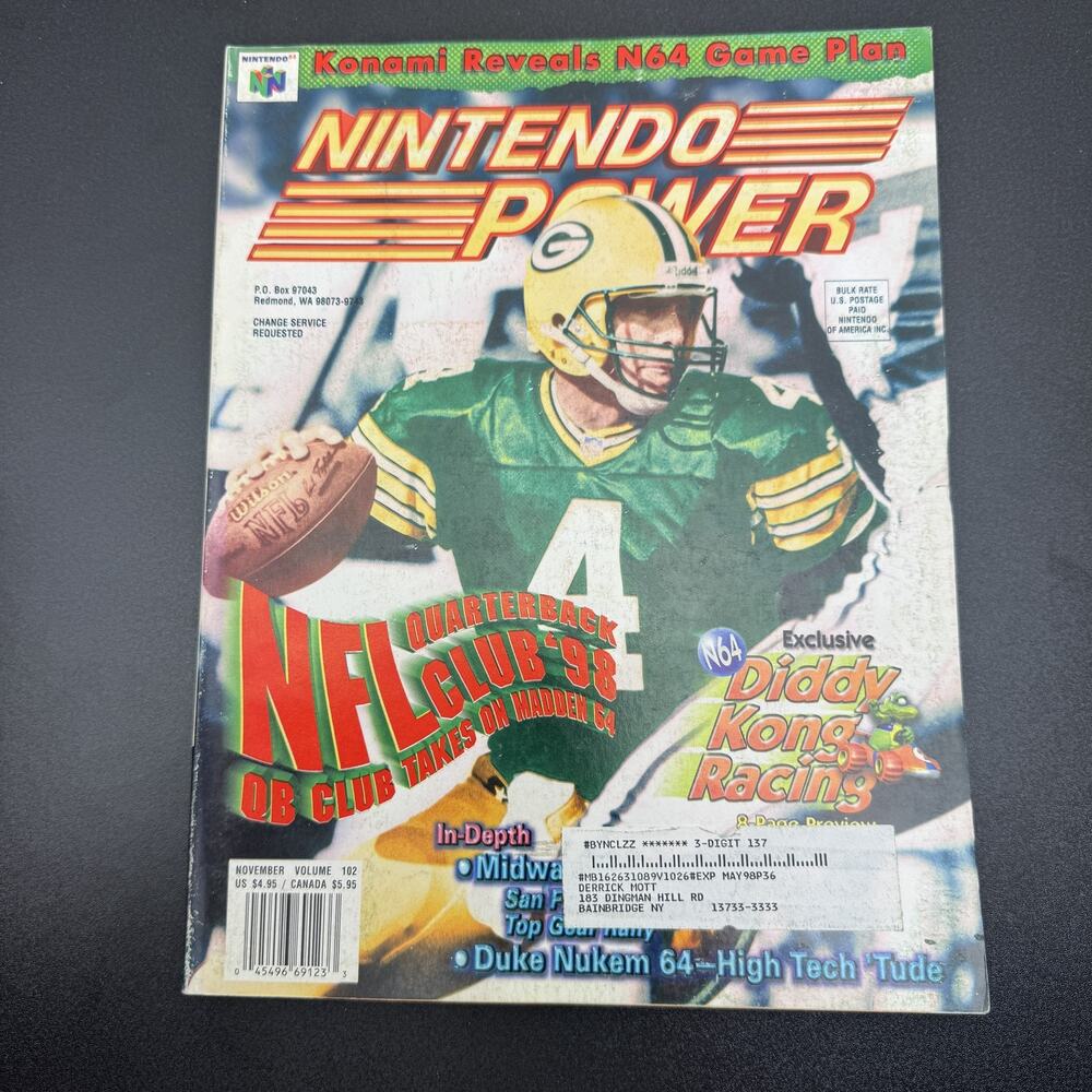 Nintendo Power Magazine Vol 102 November 1997 N64 NFL QB Club 98 Diddy Kong